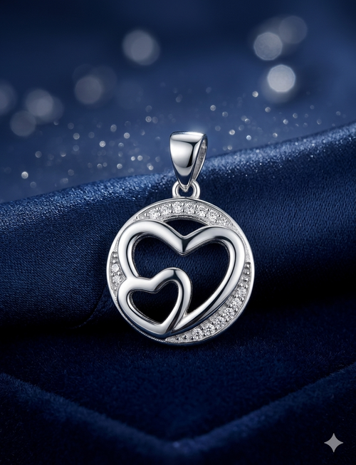 Big & Small Heart pendant - 925 Sterling Silver