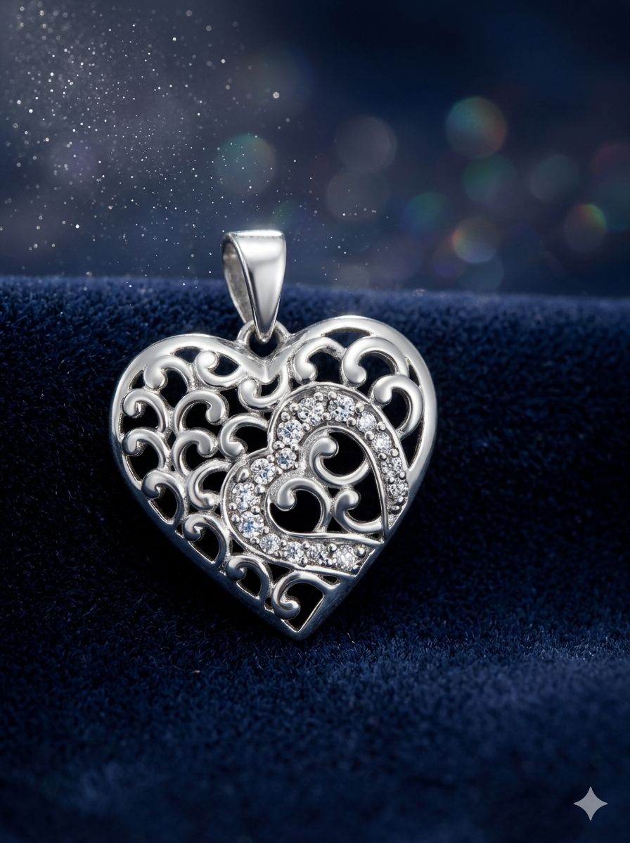 Dil Filigree Heart Pendant – 925 Sterling Silver