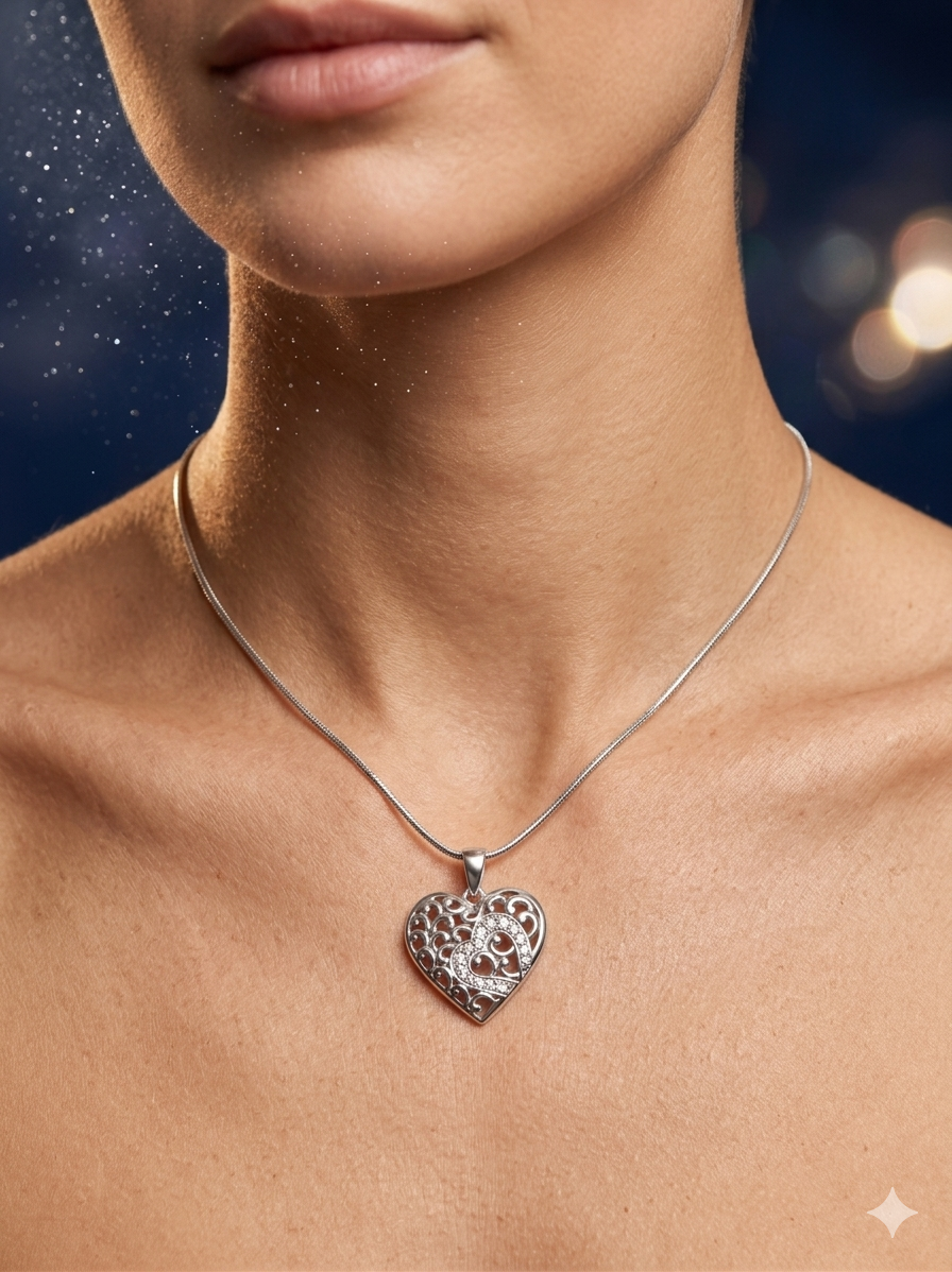 Dil Filigree Heart Pendant – 925 Sterling Silver