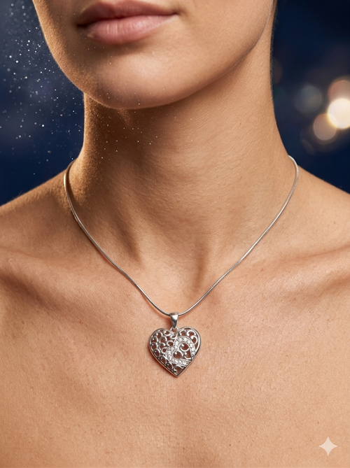 Dil Filigree Heart Pendant – 925 Sterling Silver