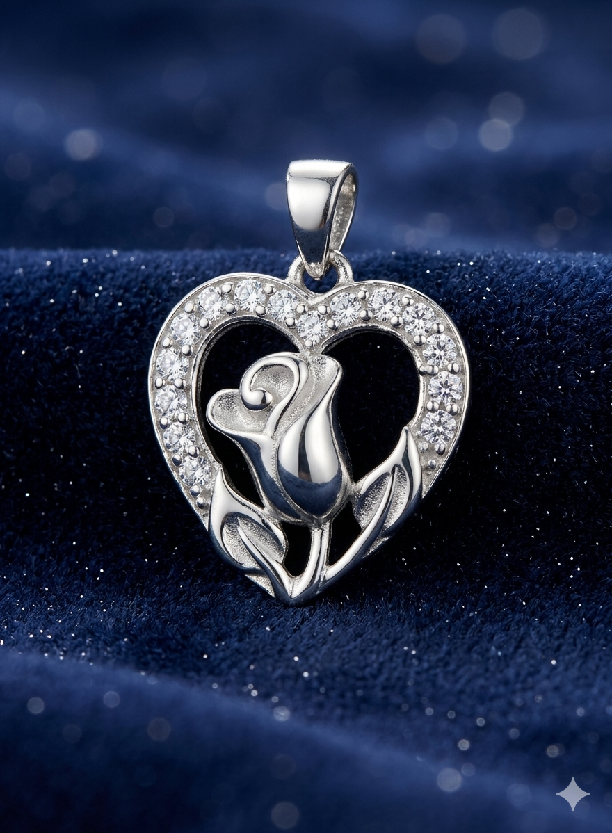 Enchanted Rose Pendant - 925 Sterling Silver