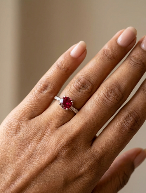 Noor Crimson Ring – 925 Sterling Silver