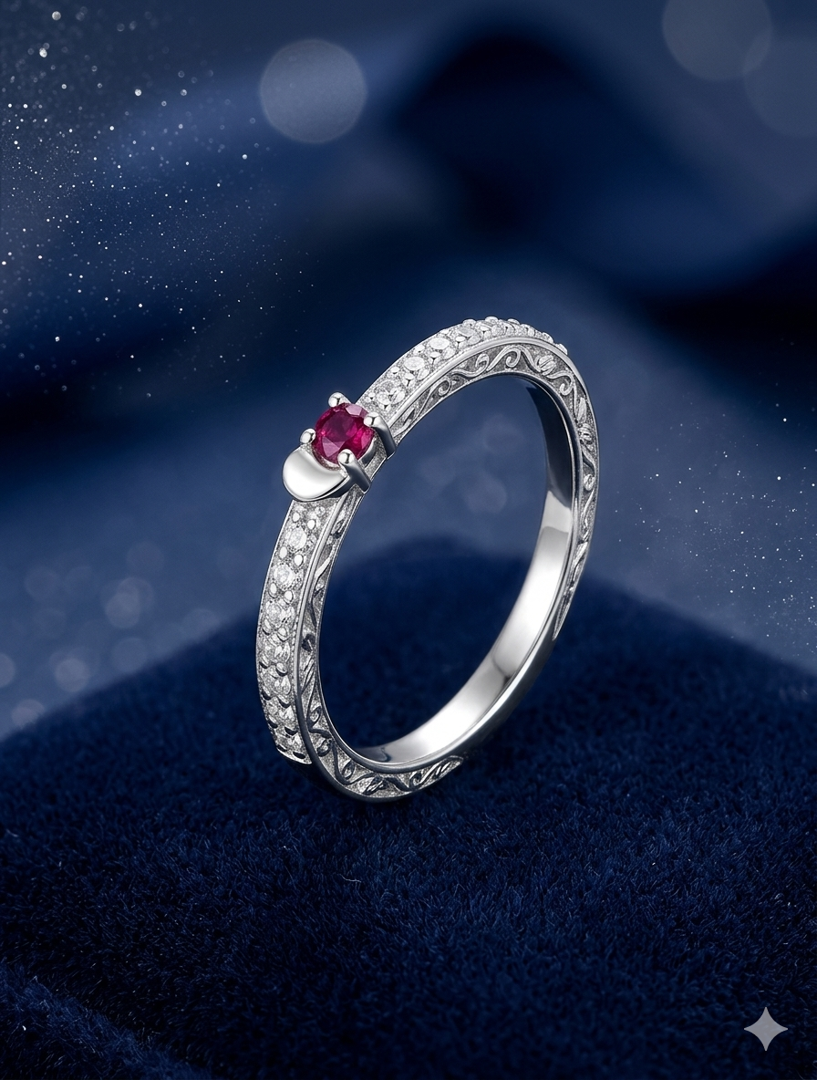 Pink Stone Sprinkle Ring - 925 Sterling Silver