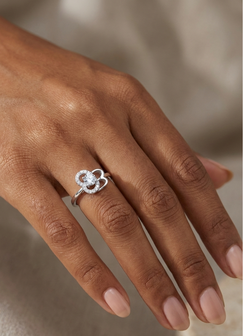 Floral Halo Ring -  925 sterling silver